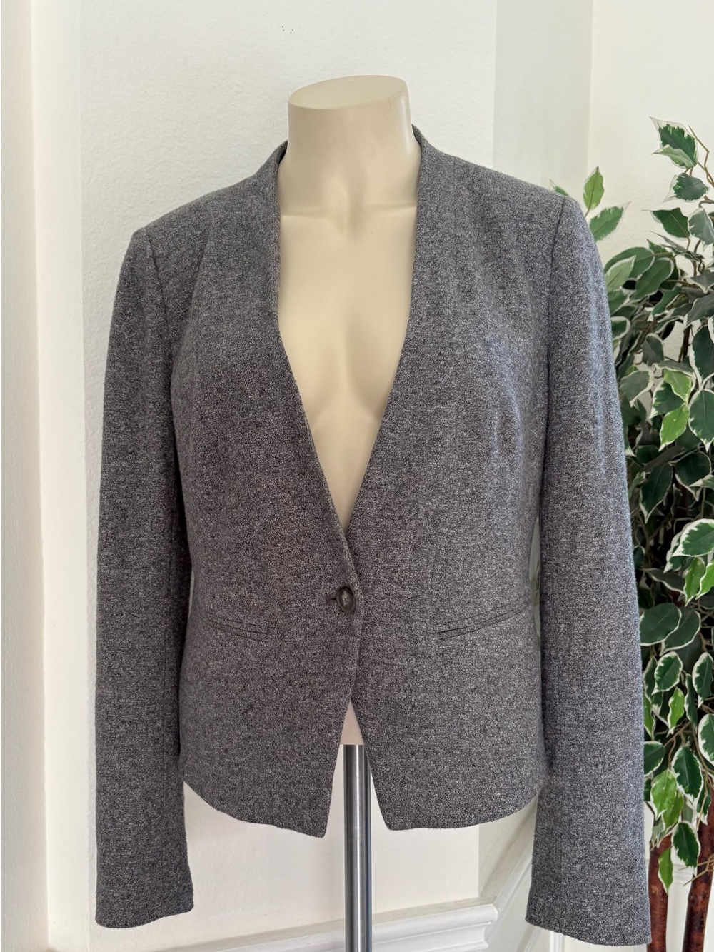 Loft Grey Tailored Single-Button Jacket